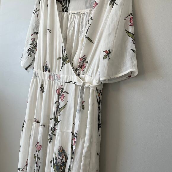 Roller Rabbit Condesa Bouquet Gertrude white floral maxi wrap dress Sz M - Picture 7 of 16